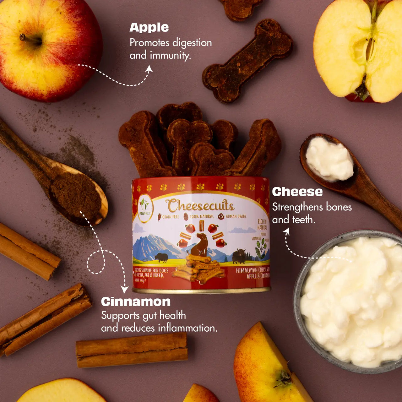 Cheesecuits, Biscuits au fromage pour chiens avec pomme 🧀🍎