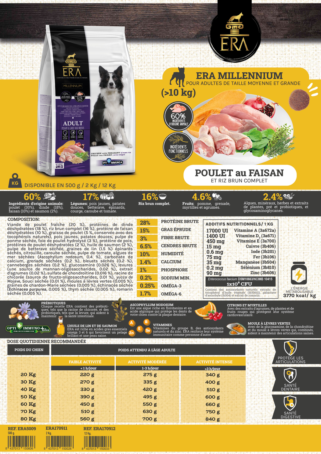 ERA ADULT Moyen/Grand Chien Poulet et Faisan