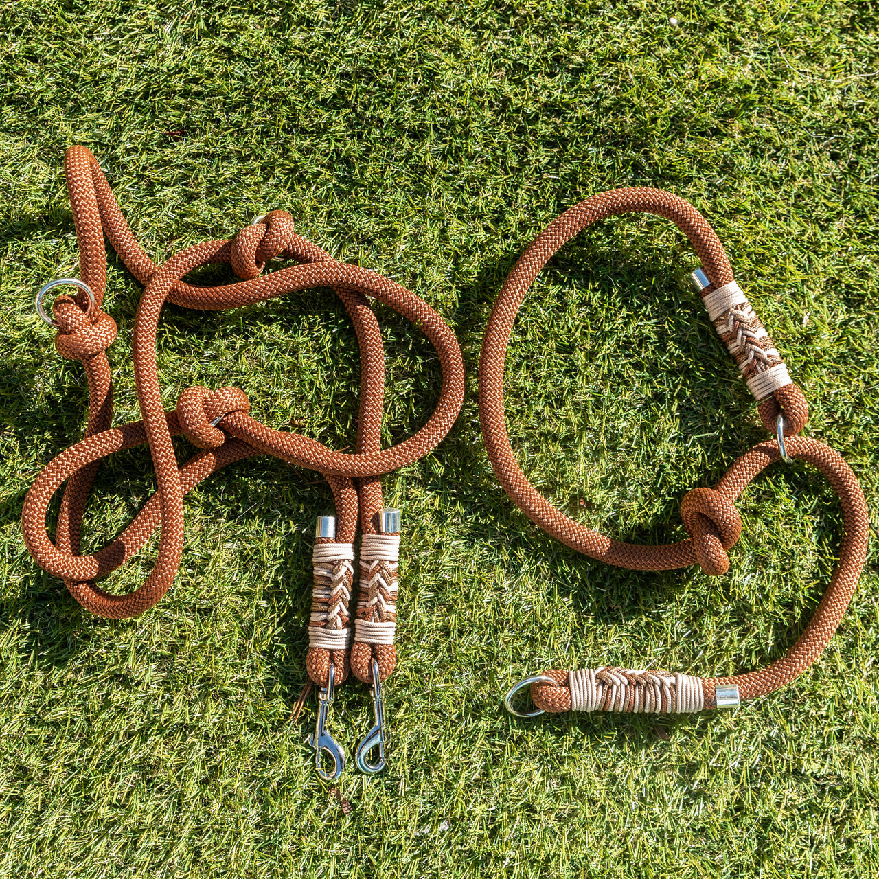 Duo Laisse Triple point + Collier Lasso Marron