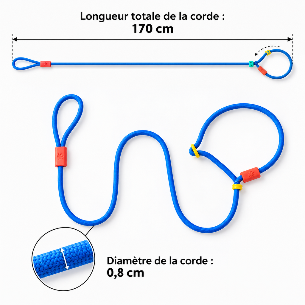 Laisse lasso 2 en 1 pour chien – Réglable 170 cm