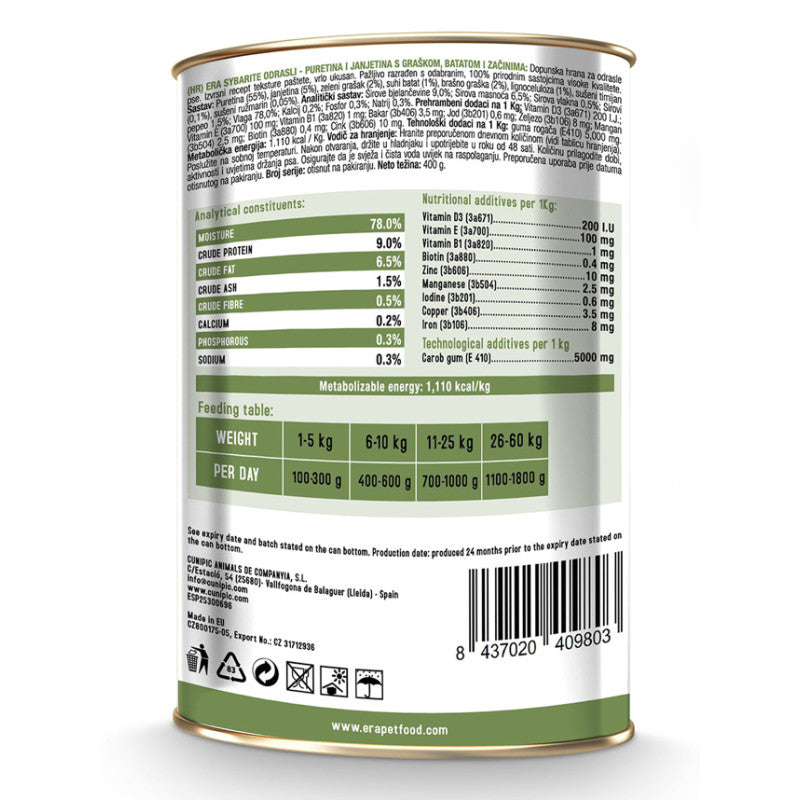 ERA Sybarite chien Dinde et Agneau 400g