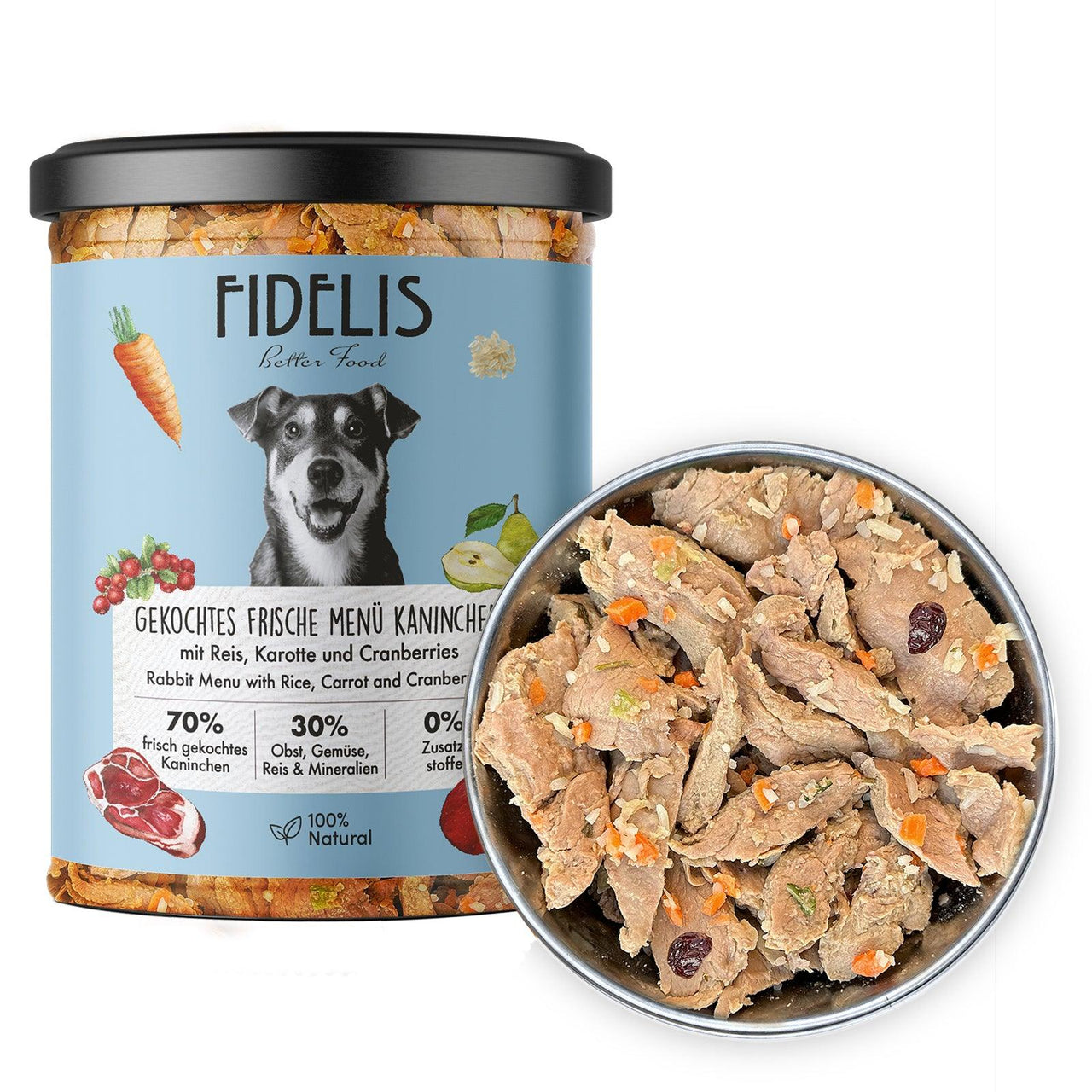 Menu Lapin au riz, carottes et cranberries 400g