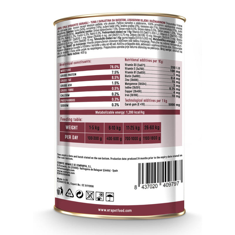 ERA Sybarite chien Thon et Porc 400g