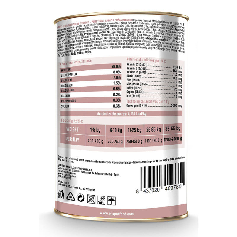 ERA Sybarite CHIOT Dinde et Patate Douce 400g