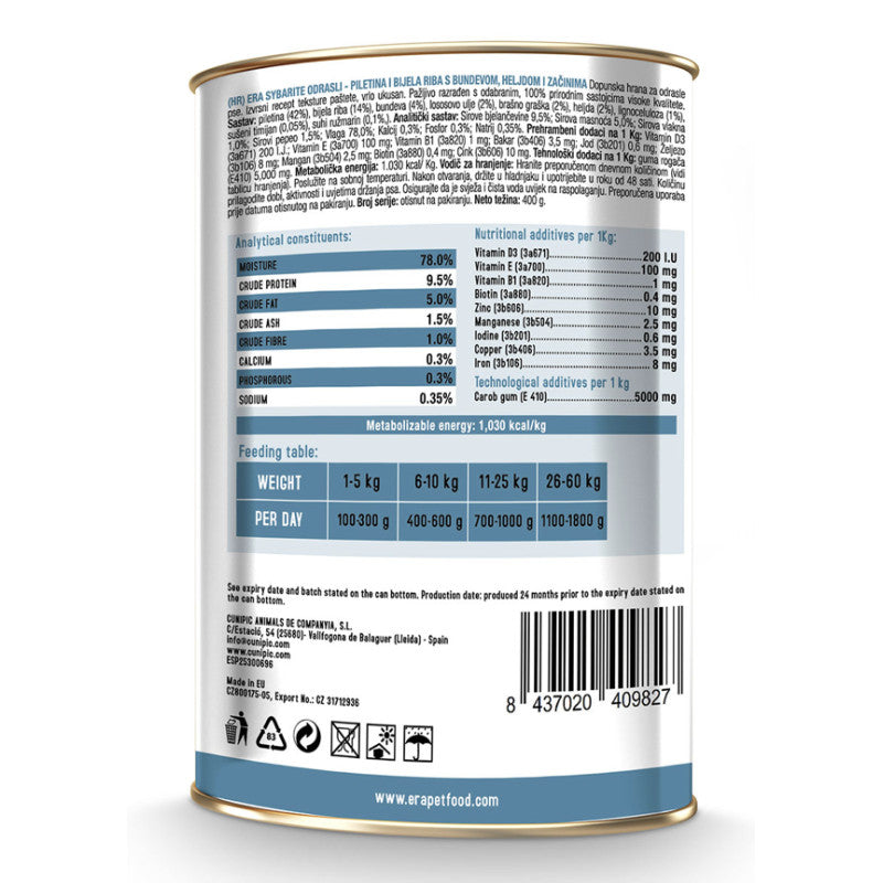 ERA Sybarite chien Poulet et Poisson Blanc 400g